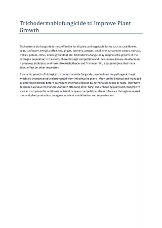 trichodermabiofungicide to improve plant growth