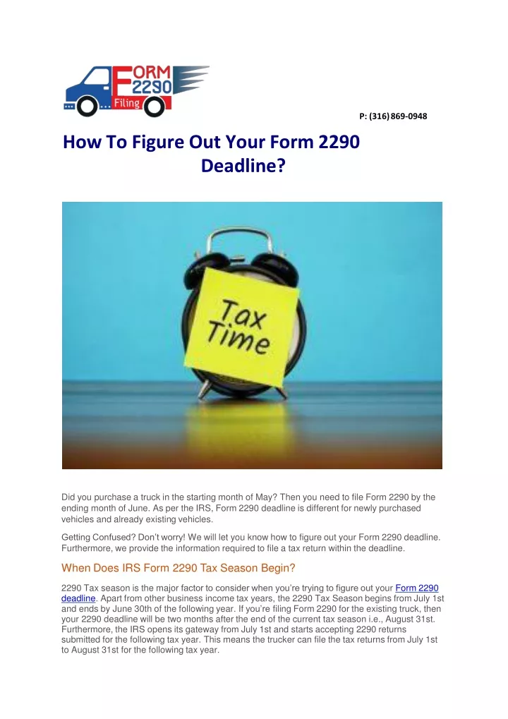 how to figure out your form 2290 deadline