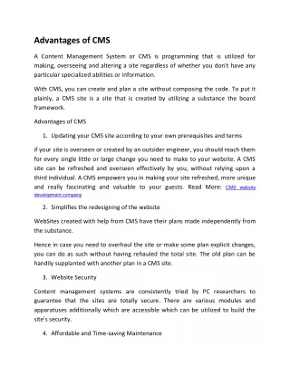 advantages of cms