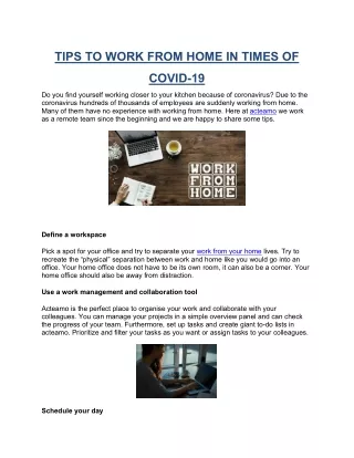 tips to work from home in times of