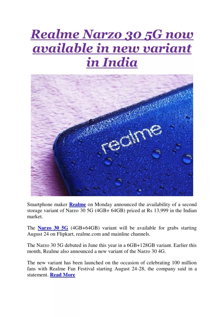 realme narzo 30 5g now available in new variant