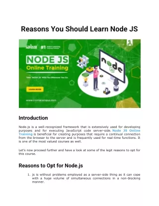 reasons you should learn node js