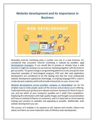 website development and its importance in business