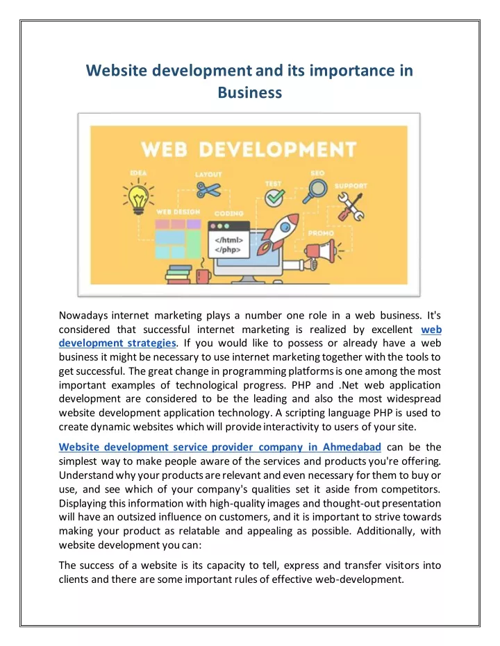 website development and its importance in business