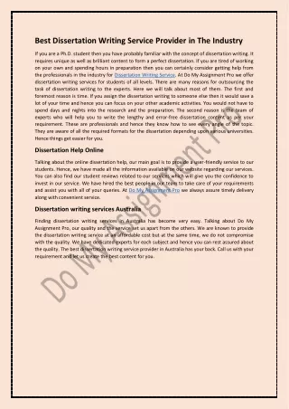 best dissertation writing service provider