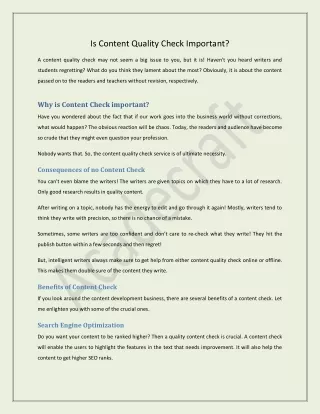 is content quality check important