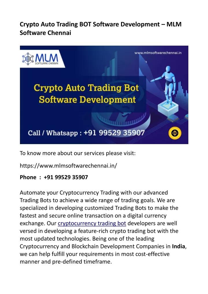 crypto auto trading bot software development