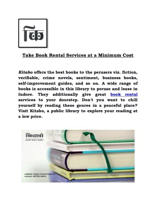 Take Book Rental Services at a Minimum Cost
