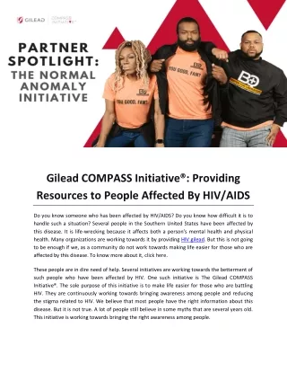 Gilead COMPASS Initiative Providing Resources to People Affected By HIV AIDS