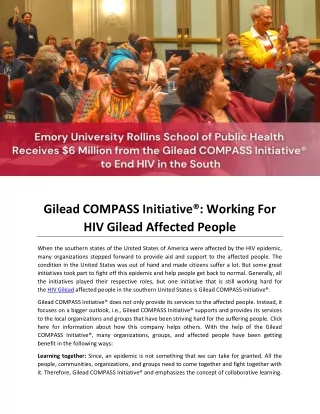 Gilead COMPASS Initiative Working For HIV Gilead Affected People