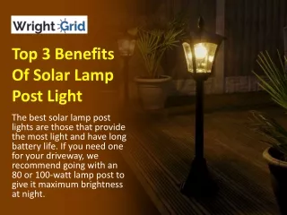Top 3 Benefits Of Solar Lamp Post Light