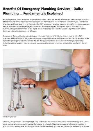 benefits of emergency plumbing services dallas