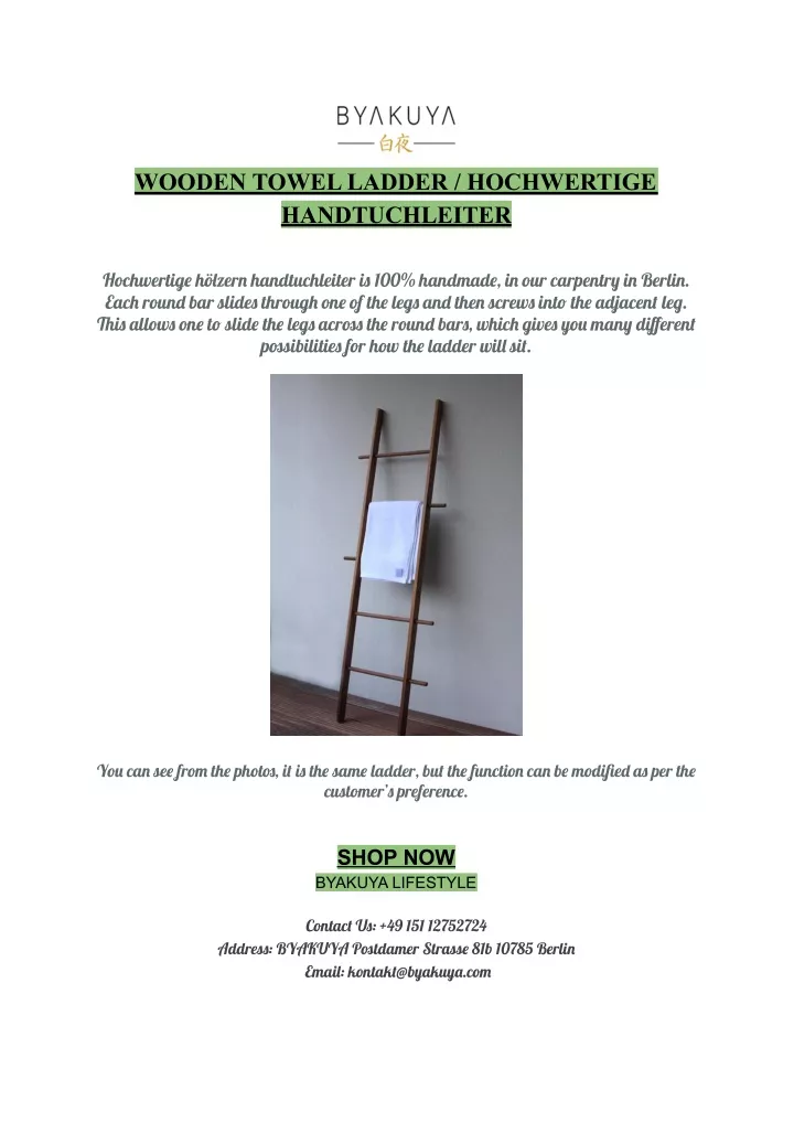 wooden towel ladder hochwertige handtuchleiter