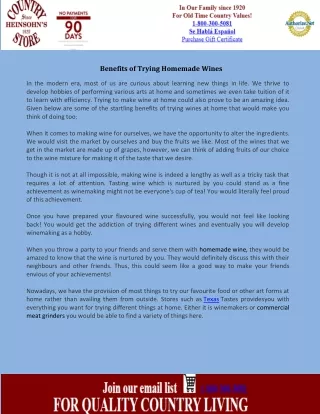 benefits of trying homemade wines