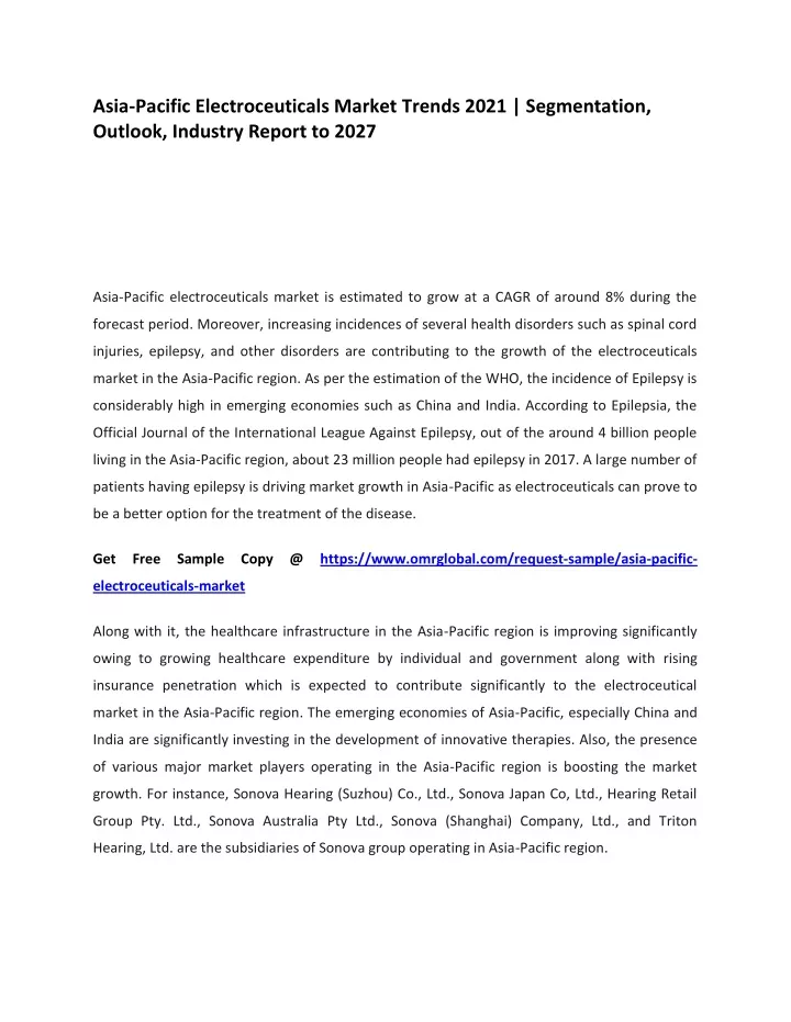 asia pacific electroceuticals market trends 2021