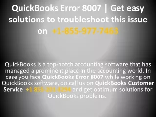 quickbooks error 8007 get easy solutions to troubleshoot this issue on 1 855 977 7463