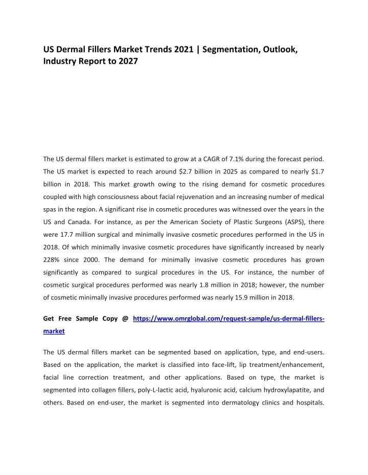 us dermal fillers market trends 2021 segmentation