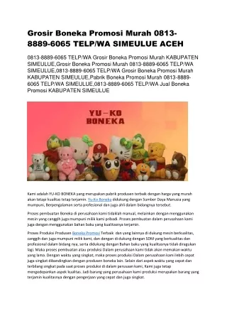 Grosir Boneka Promosi Murah 0813-8889-6065 TELP/WA SIMEULUE ACEH