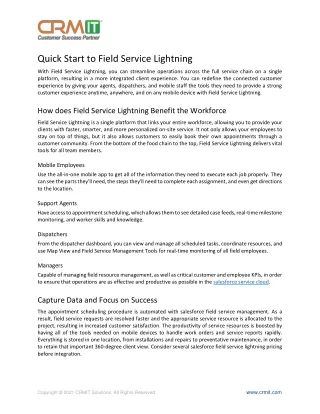 Quick Start to Field Service Lightning