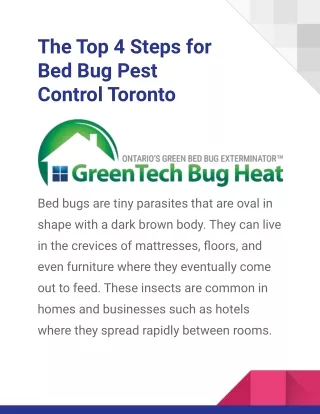 The Top 4 Steps for Bed Bug Pest Control Toronto PDF FILE