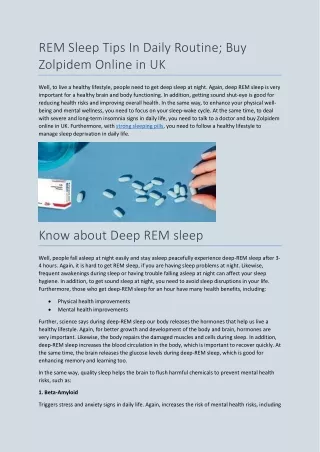 REM Sleep Tips In Daily Routine_ Buy Zolpidem Online in UK