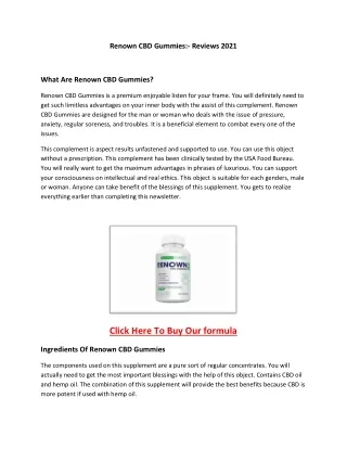 Renown CBD Gummies: Benefits, Side effect Where To buy 2021?