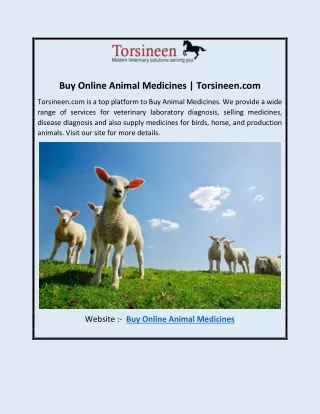 Buy Online Animal Medicines | Torsineen.com