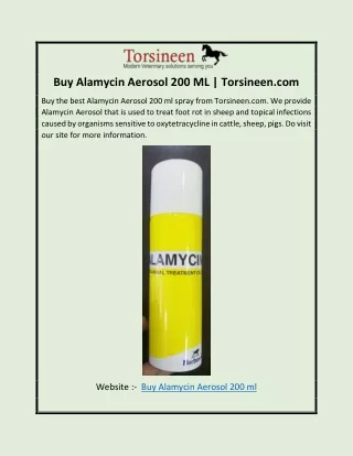 Buy Alamycin Aerosol 200 ML | Torsineen.com