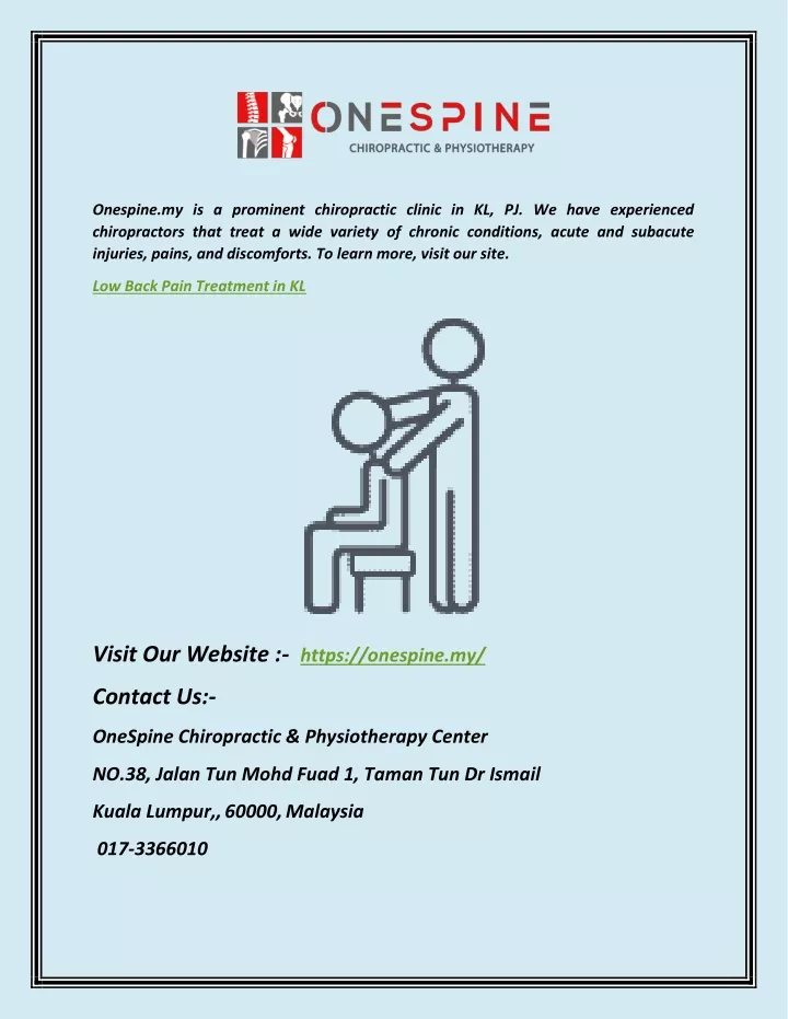 onespine my is a prominent chiropractic clinic
