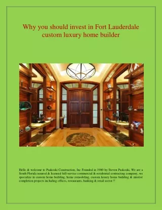 Why you should invest in Fort Lauderdale custom luxury home builder