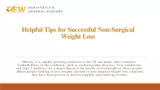 Helpful Tips for Successful Non-Surgical Weight Loss
