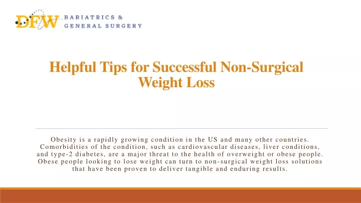 helpful tips for successful non surgical weight loss