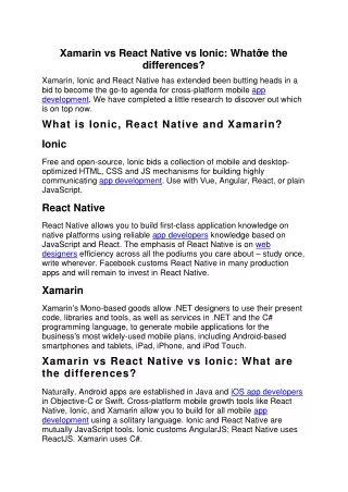 xamarin vs react native vs ionic what