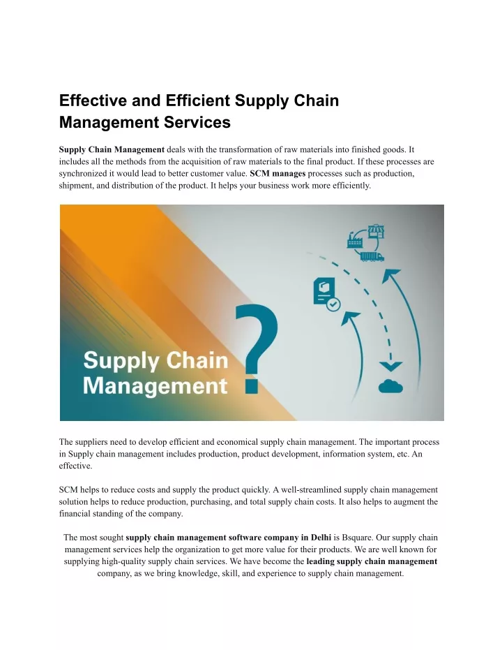 effective and efficient supply chain management