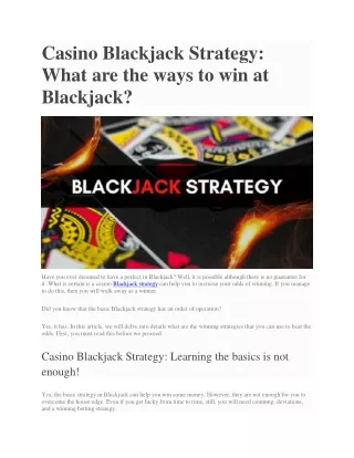 casino blackjack strategy what are the ways