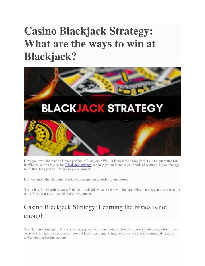 casino blackjack strategy what are the ways