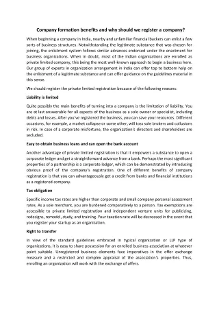 Company formation benefits and why should we register a company ?