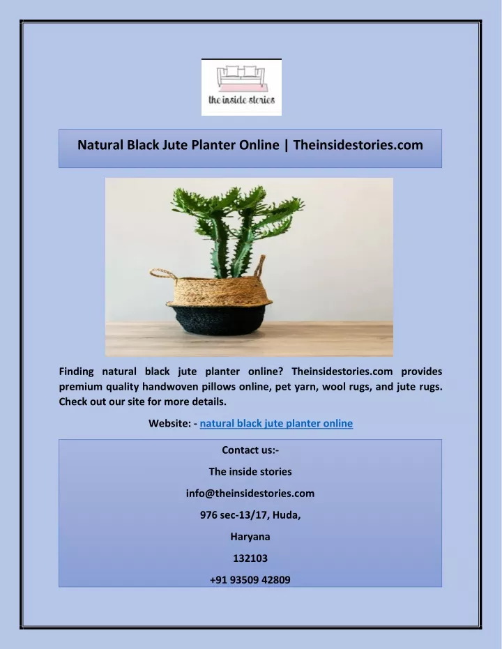 natural black jute planter online