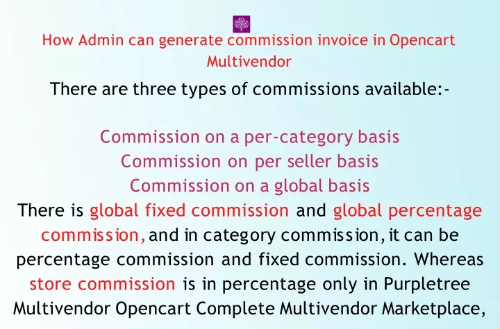how admin can generate commission invoice in opencart multivendor