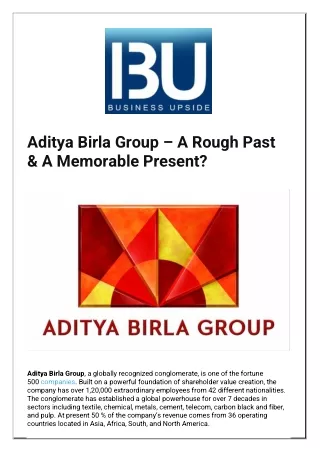 aditya birla group a rough past a memorable