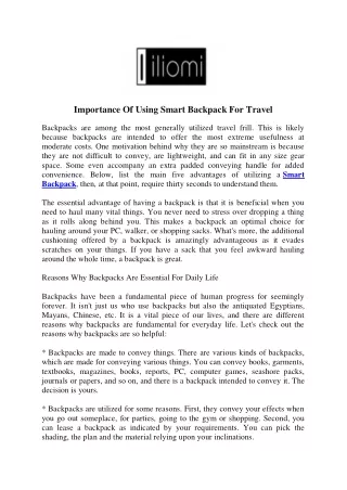 Importance Of Using Smart Backpack For Travel