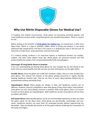 Why Use Nitrile Disposable Gloves For Medical Use