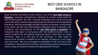 Best CBSE Schools in Bangalore