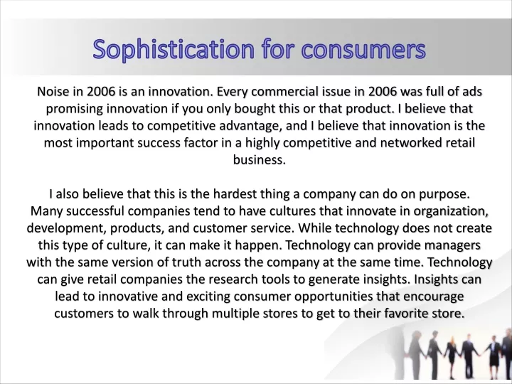 sophistication for consumers noise in 2006