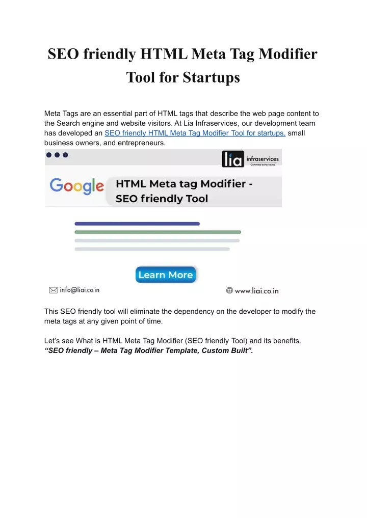 seo friendly html meta tag modifier tool