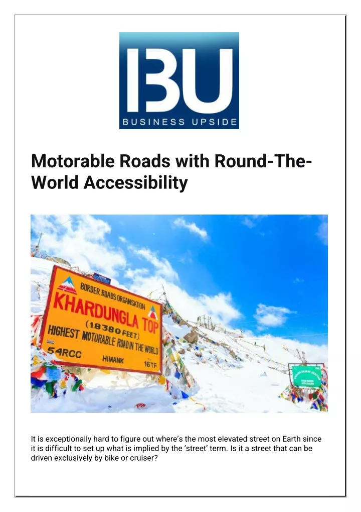 motorable roads with round the world accessibility