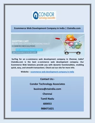 Ecommerce Web Development Company in India | Ctaindia.com