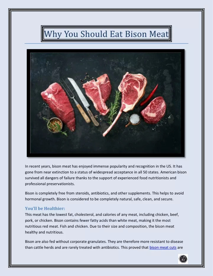 why you should eat bison meat