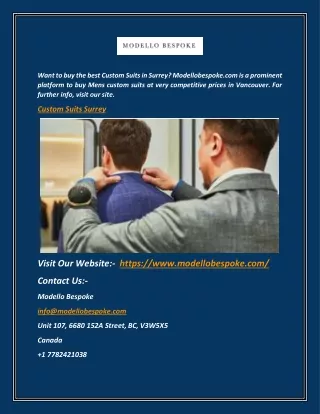 want to buy the best custom suits in surrey