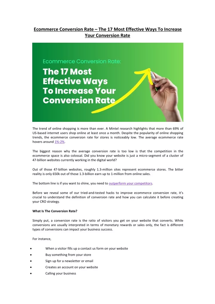 ecommerce conversion rate the 17 most effective